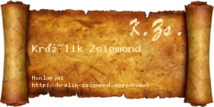 Králik Zsigmond névjegykártya
